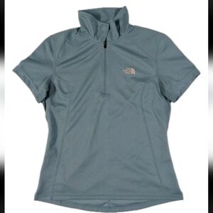 The North Face Womens M Blue VaporWick Short Sleeve 1/4 Zip Running Shirt